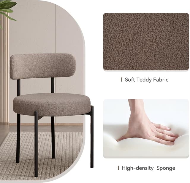 Detalle de Hawthyhome Esszimmerstühle im 4er-Set mit Bouclé-Optik, gepolstert & Metall-/Holzbeinen (grau-braun)