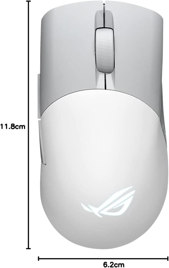 Detalle de ASUS ROG KERIS Wireless Aimpoint Blanche : souris gaming sans fil légère à capteur haute précision