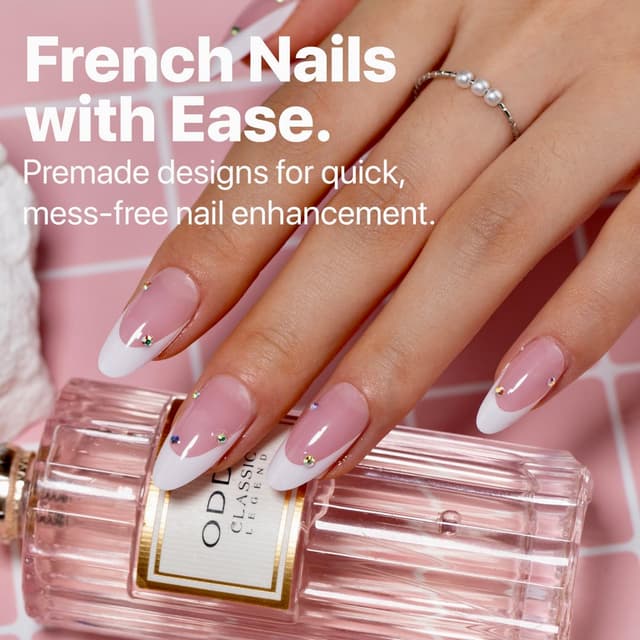Detalle de SXC Cosmetics French Tip Press On Nails Pink Series — Medium Almond X-Pro Tips Starter Kit