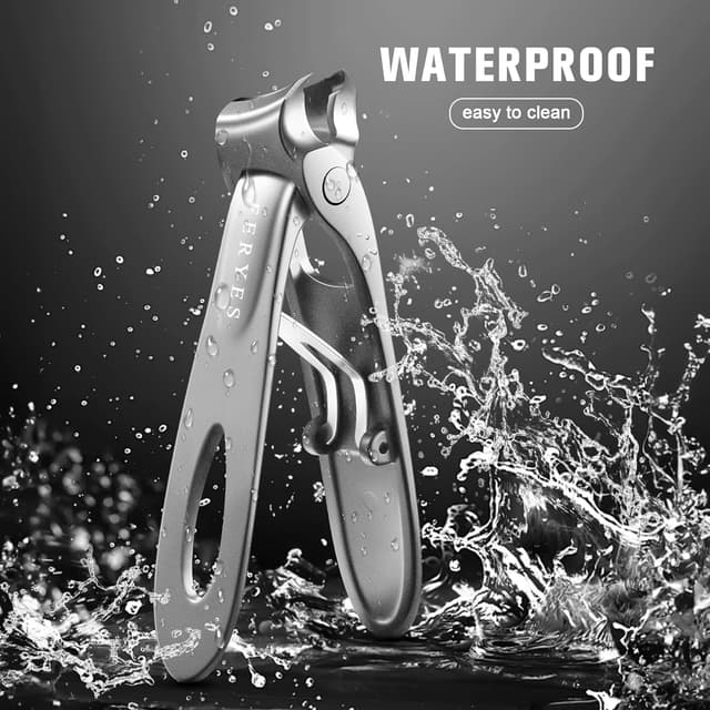 Detalle 2 de FERYES Heavy Duty Wide Jaw Opening Slant Curved Blade Nail Clippers (Silver) for Thick Toenails