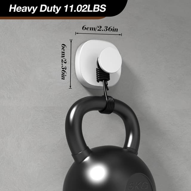 Detalle de ZUNTO 4 Pack Suction Cup Hooks (No Drilling) for Bathroom & Kitchen – White stainless steel towel holders