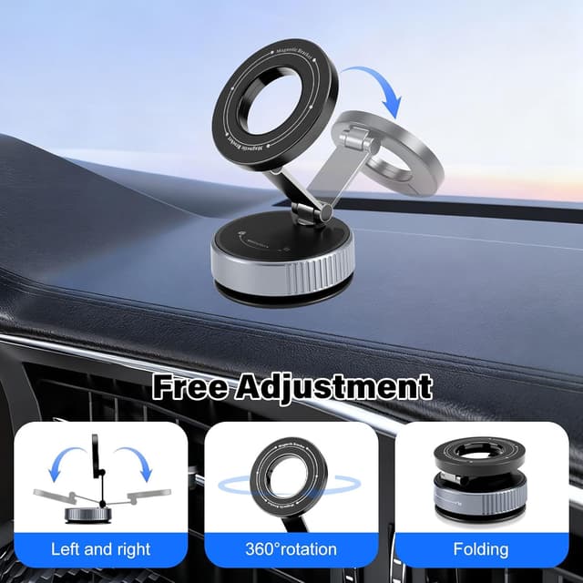 Thumbnail 6 de QIQIAZI Vakuum-Magnet Handyhalterung fürs Auto für Mag-Safe: 360° drehbar & faltbar