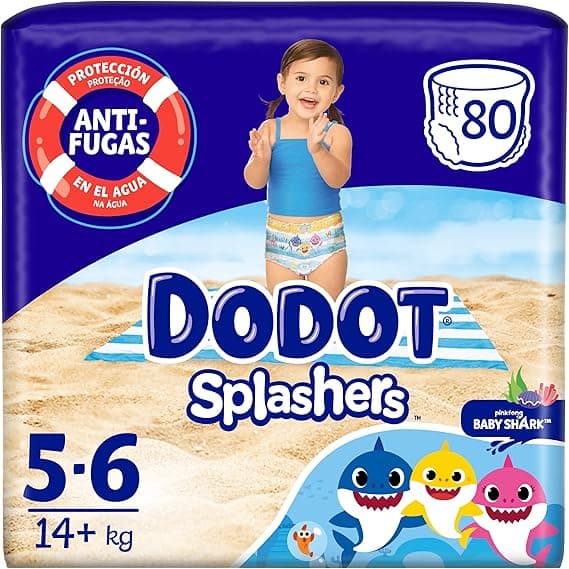 Detalle de DODOT Splashers Baby Shark Pañales Bañadores 80 unidades 🦈