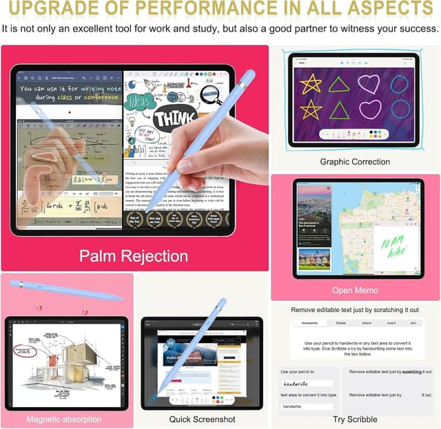 Detalle de Pencil 1. Generation für iPad (2018–2025) mit USB‑C Schnellladung & magnetischer Absaugung – Stift in Blau