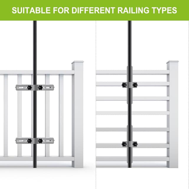 Detalle 2 de Lifeswell robuster Sonnenschirmhalter für Balkongeländer mit verstellbarer Stange (2,5–5,1 cm)