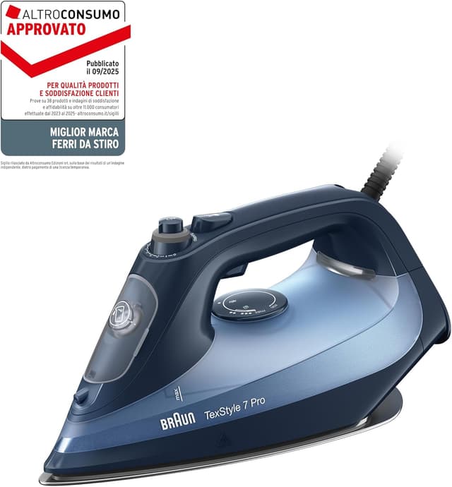 Detalle de Braun TexStyle 7 Pro SI7160BL, ferro da stiro con piastra FreeGlide 3D e colpo vapore 225 g/min