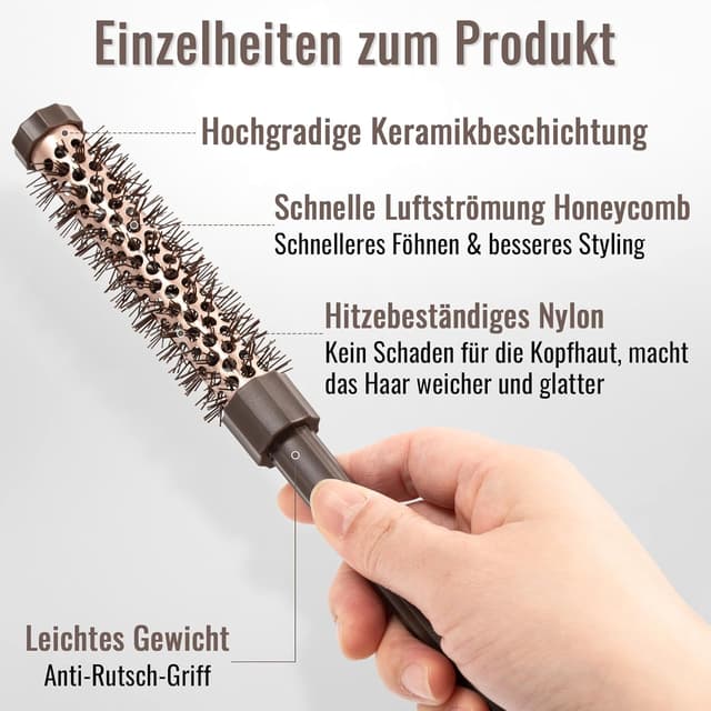 Detalle 2 de 3er-Set kleine Rundbürsten Föhnbürste für Haarpflege 💇