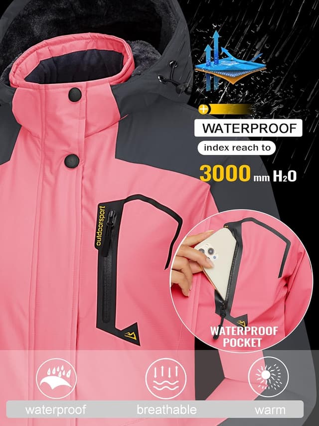 Detalle 2 de TACVASEN Women's Waterproof Jacket with Detachable Hood