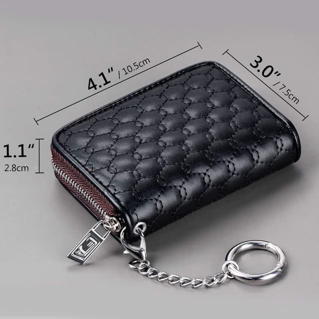 Detalle de FurArt Credit Card Wallet with Zipper, RFID Blocking & Keychain (Compact Card Case)
