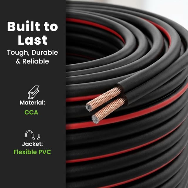 Detalle de GEARit 14 Gauge Speaker Wire (100ft) with Foot Markers & Polarity Markings