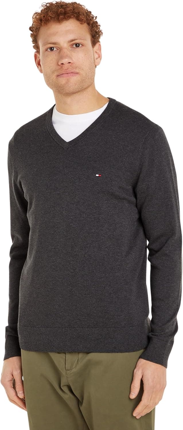 Detalle 2 de Tommy Hilfiger Men’s Essential Cotton V-Neck Jumper