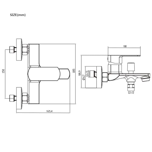 Detalle 2 de Kelleria Grifería para Bañera Monomando con Ducha