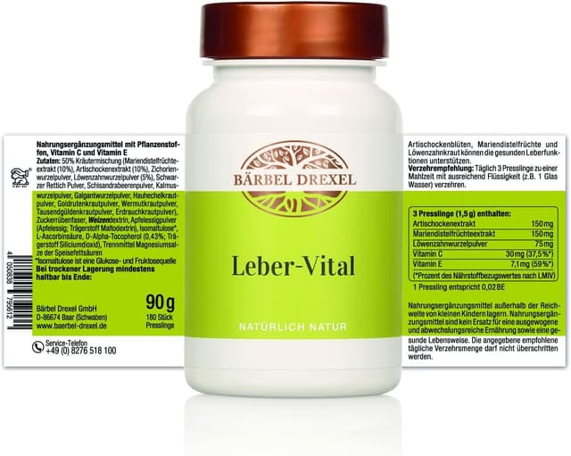 Detalle de BÄRBEL DREXEL® Leber-Vital Kapseln mit Silymarin (Mariendistel) – vegan, 108 Stk
