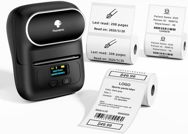 Detalle de Phomemo M110 Bluetooth Label Printer with 3 Label Rolls Set (inkless thermal)