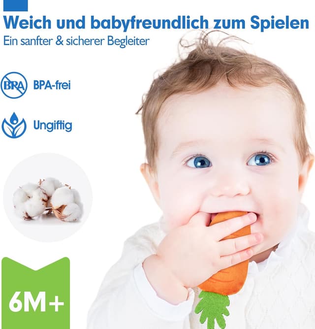 Detalle de hahaland Baby Spielzeug Bauernhof-Schatzkiste mit 9 Rasseln, Spiegel & Stofftüchern (6–12 Monate)