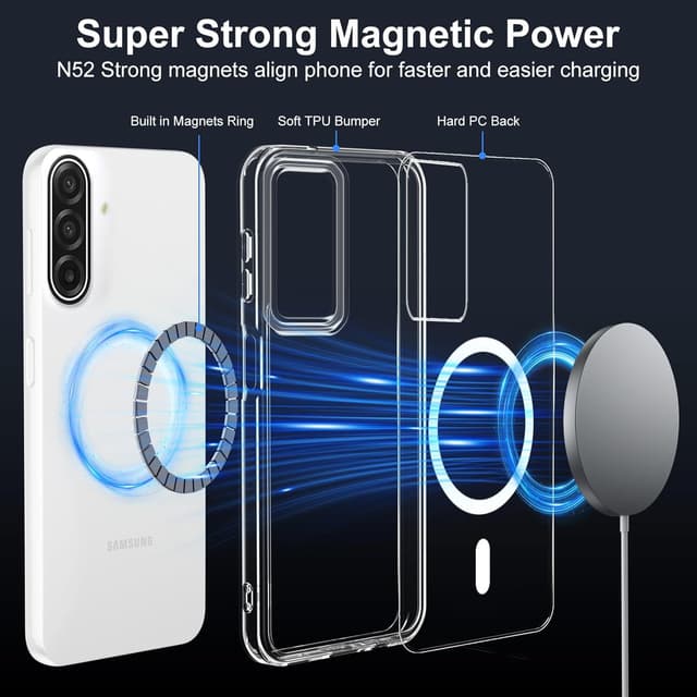 Detalle de XTCASE Coque magnétique MagSafe pour Samsung Galaxy A17 (4G/5G) transparente anti-jaunissement