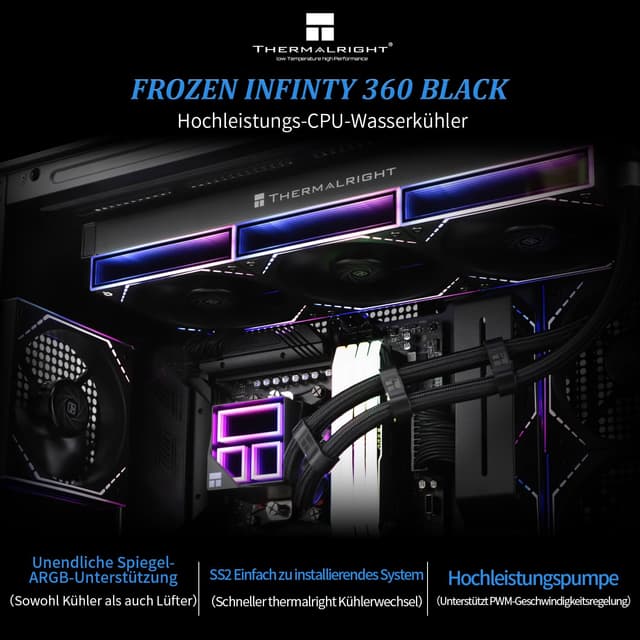 Thumbnail 1 de Thermalright Frozen Infinity 360 BLACK CPU-Wasserkühler