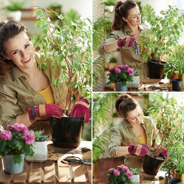 Detalle de AOUCHI Lederhandschuhe für Gartenarbeit klein