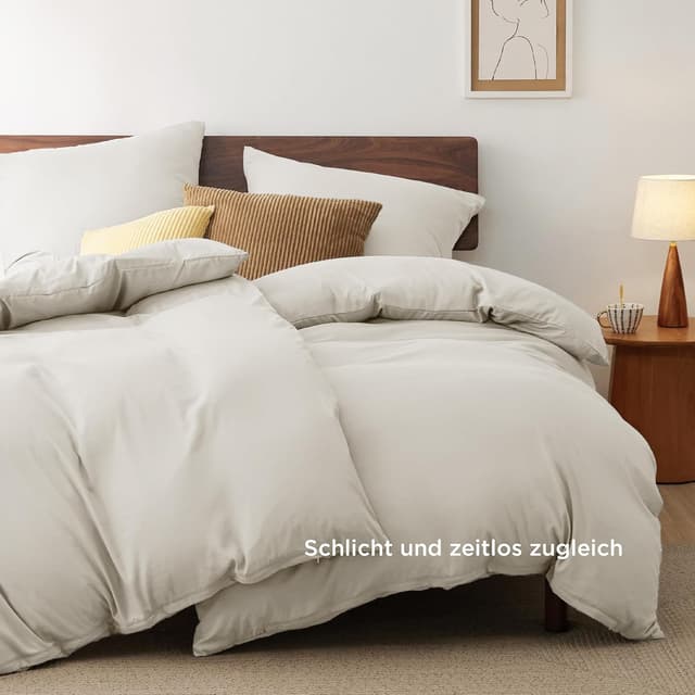 Detalle de BEDSURE Bettwäsche 135x200 4tlg Leinen