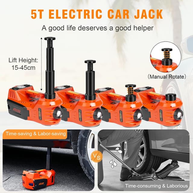 Detalle 2 de Victool Elektrischer hydraulischer Wagenheber 5T (12V) – für SUV, Limousinen & Co., Hub 15–45 cm