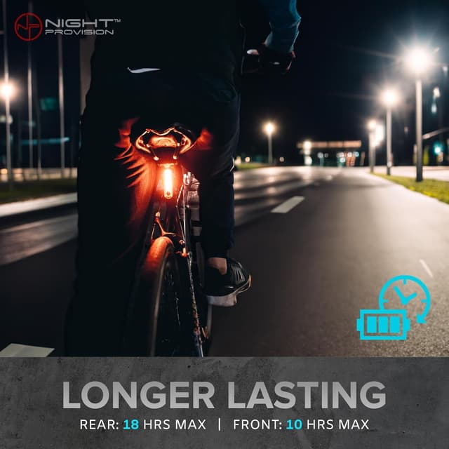 Detalle de NP NIGHT PROVISION Bike Lights Front & Back (540 Lumens) – USB-C Rechargeable Headlight & Taillight Set