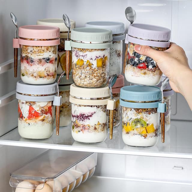 Thumbnail 4 de 16 oz Mason Overnight Oats Jars with Lids and Spoons 🥣