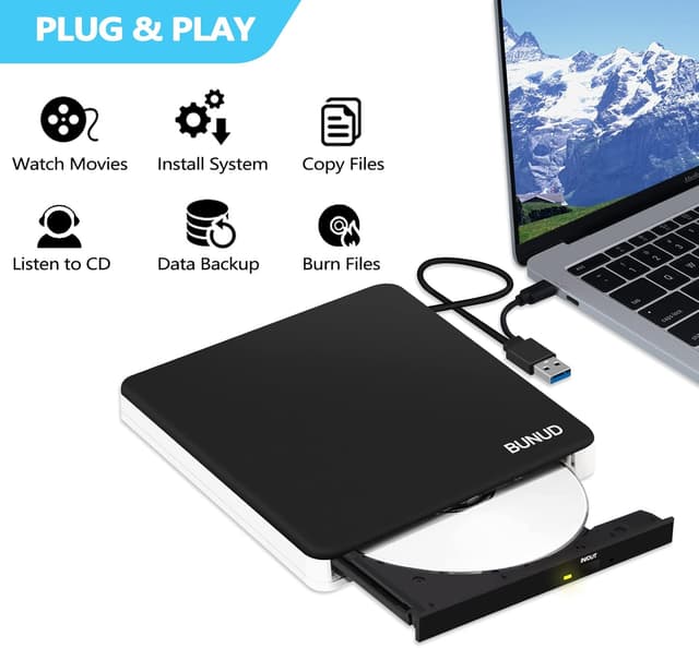 Thumbnail 4 de External CD DVD Drive USB 3.0 Type-C Slim Optical Drive 💽