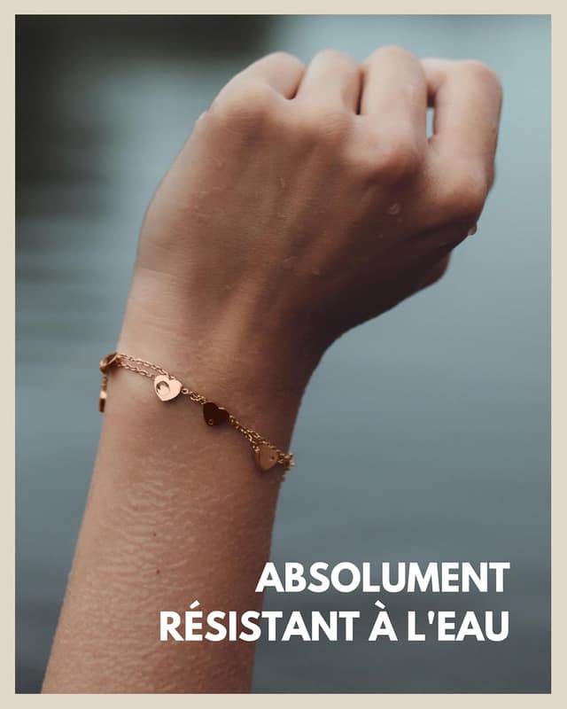 Detalle de GD GOOD.designs EST. 2015 Bracelet Cœur pour femme en acier 316L, réglable (15 à 19 cm)