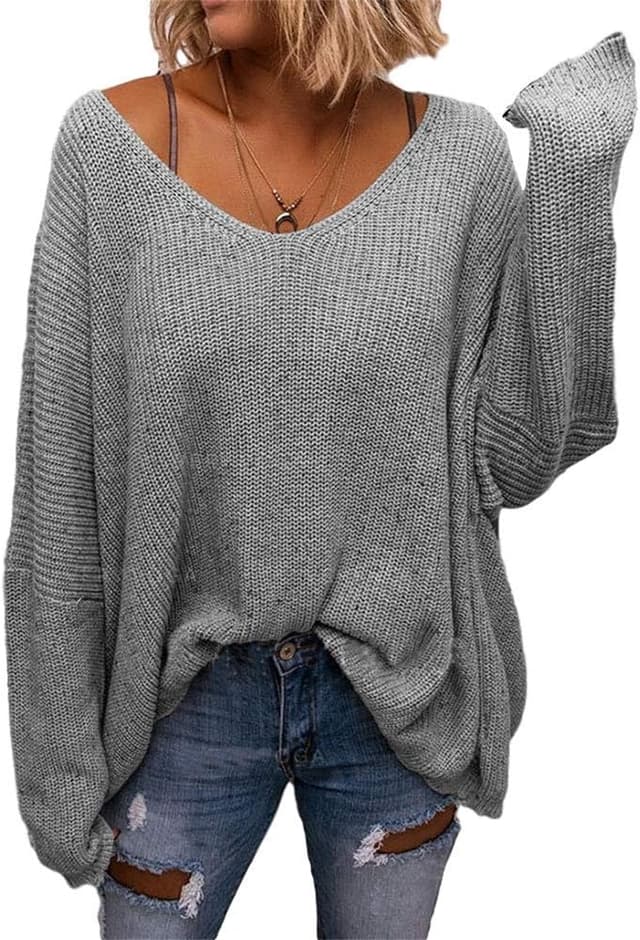 Detalle de BZB V-Neck Knit Oversized Pullover