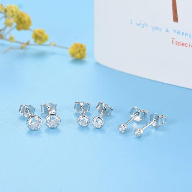 Thumbnail 4 de Damen Ohrstecker Silber 925 3 Paar 2/3/4 mm