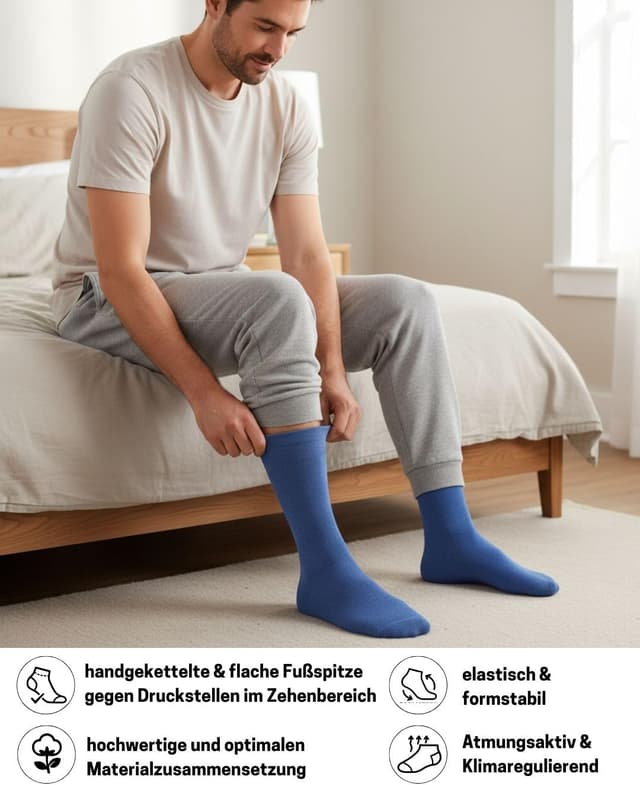 Thumbnail 3 de sockenkauf24 Diabetikersocken 10 Paar ohne Gummibund und ohne Naht (Baumwolle)