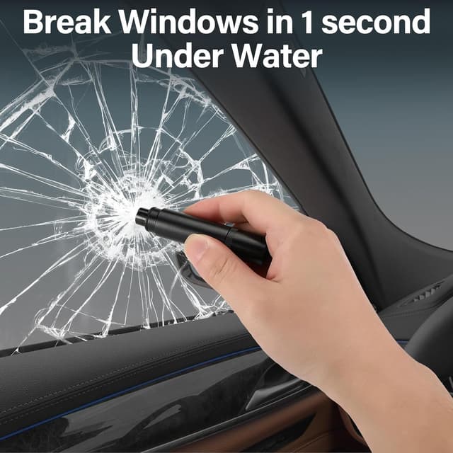 Detalle de Zikenis 2 pezzi martello di sicurezza auto con tagliacinture e rompivetro (nero + rosso)