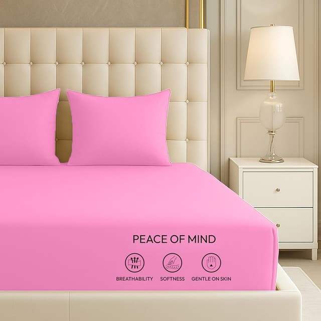 Detalle 2 de BEDIO Extra Deep Fitted Super King Pink 35cm pocket microfiber sheet