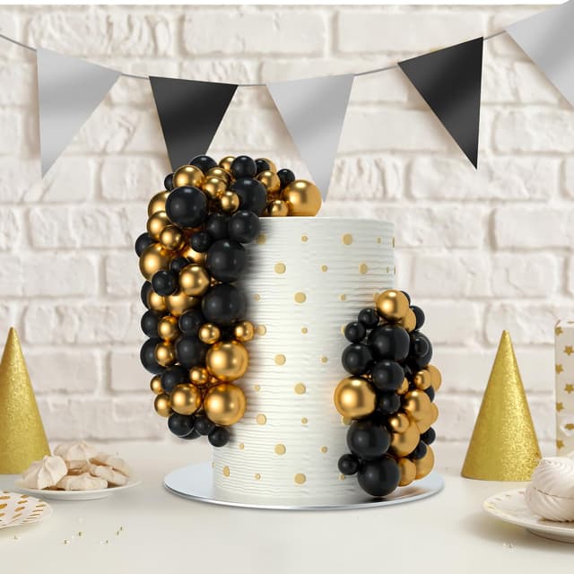 Thumbnail 5 de NACHLYNN Tortendeko Kugeln, 80 Stück Schwarz Gold