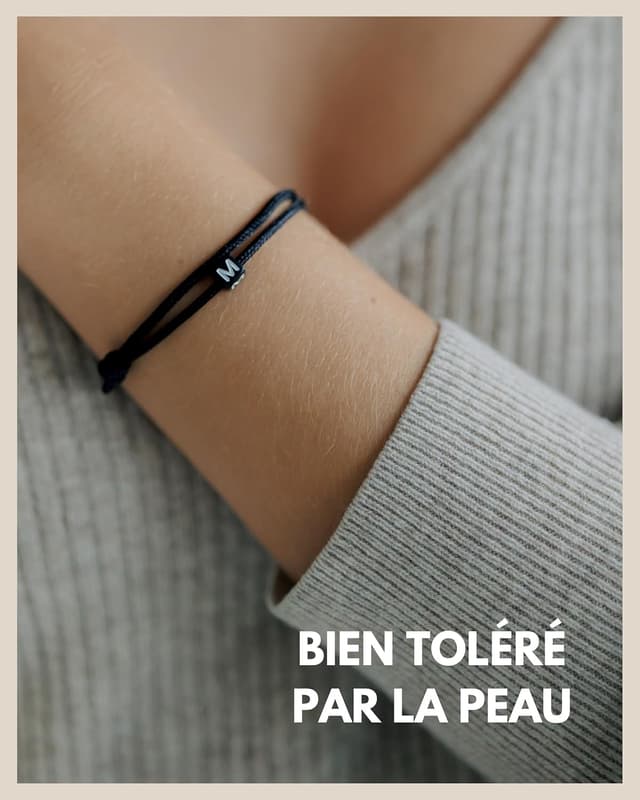 Detalle 2 de GD GOOD.designs EST. 2015 Bracelet d’amitié en corde noir avec lettres (ajustable 14 à 24 cm)