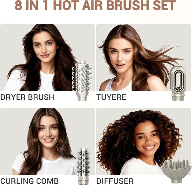 Detalle 2 de Lavomist 8-in-1 Dual Voltage Hot Air Styler & Hair Dryer Brush (110,000 RPM) with Travel Bag