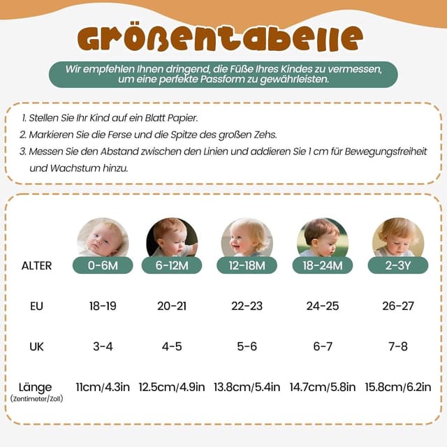 Detalle de HMIYA Weiche Leder-Krabbelschuhe mit Wildledersohle – Lauflernschuhe für Babys (0–24 Monate)