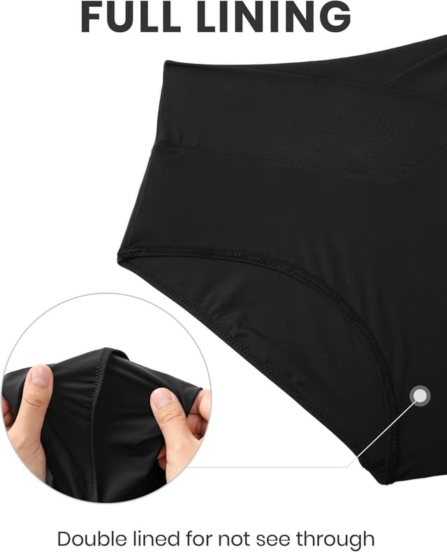 Detalle de CRZ YOGA bikini bottom donna a vita alta con taglio a V davanti e copertura totale