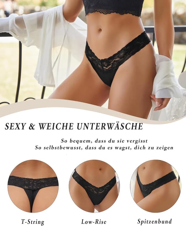 Thumbnail 3 de BeReady Baumwolle String Tanga Bequeme Spitzenunterwäsche