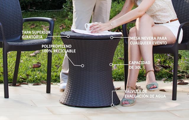 Detalle 2 de Keter Cool Bar: Mesa Nevera Exterior de Ratán 🍹