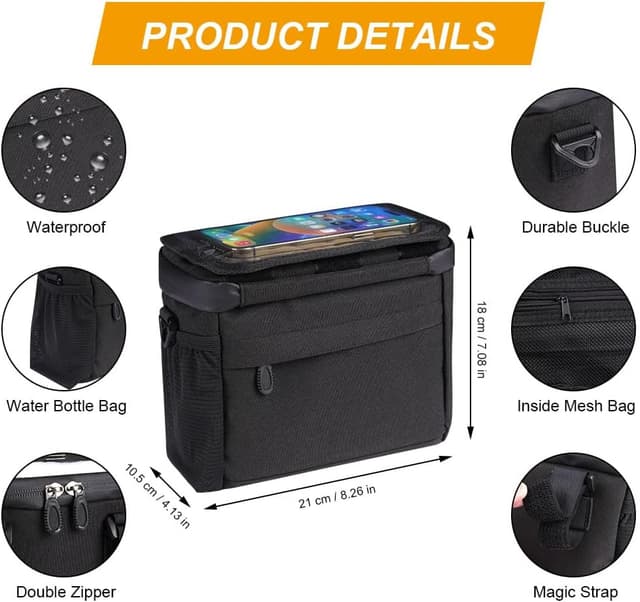 Detalle 2 de Flintronic sacoche de guidon vélo étanche grande capacité avec support téléphone (avant, route et VAE)