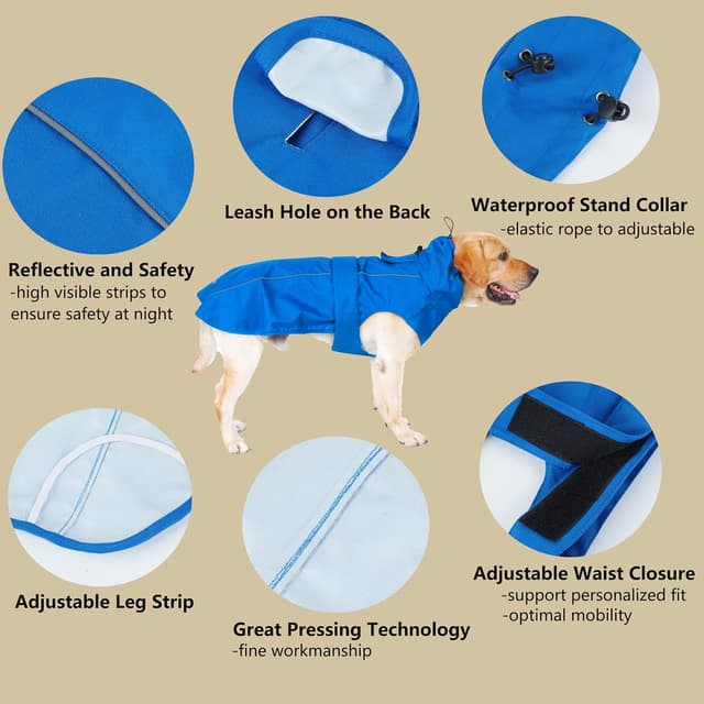 Detalle de MAMORE Waterproof Dog Raincoat Reflective