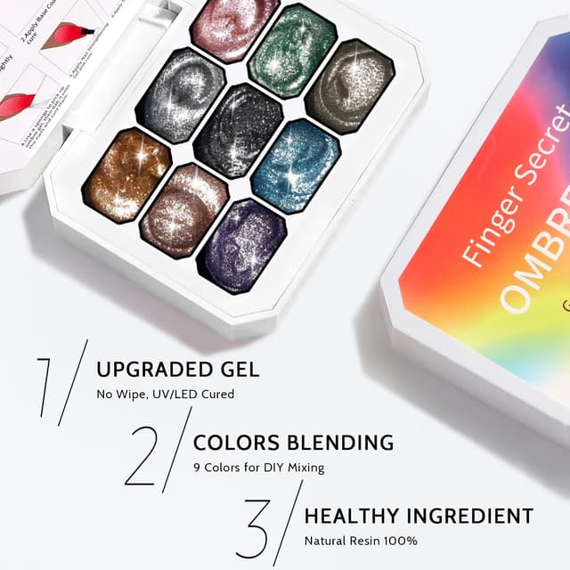 Detalle de Karroy Ombre Sponge Pat Paint Nail Gel (9 Colors, No Wipe, UV/LED Curing)