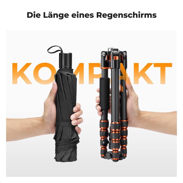 Detalle 2 de K&F CONCEPT A225C0+BH-25L Carbon-Stativ (152 cm) mit 360° Kugelkopf – leicht & flexibel für Foto, Reise und Sport