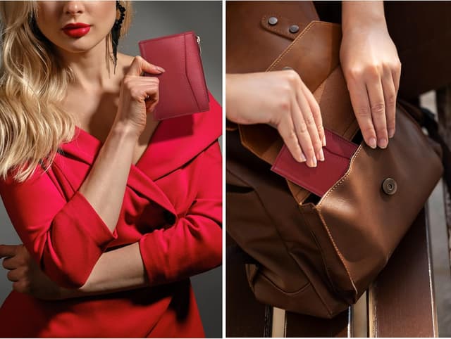 Thumbnail 6 de Oak Leathers women’s leather wallet (Nappa Red) with RFID coin purse & card holder