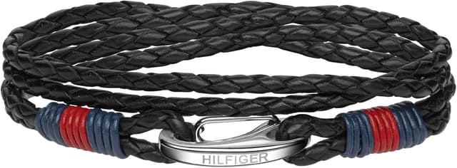 Detalle de Tommy Hilfiger Bracciale Pelle Nero 21,5 cm