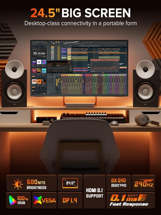 Detalle de UPERFECT 2K 240Hz Portable Monitor (24.5-inch QHD) with HDR, HDMI 2.1 & DP 1.4