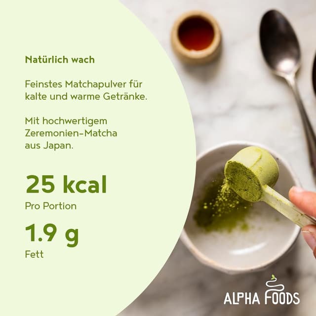 Detalle de Alpha Foods Matcha Latte Pulver 25% Matcha