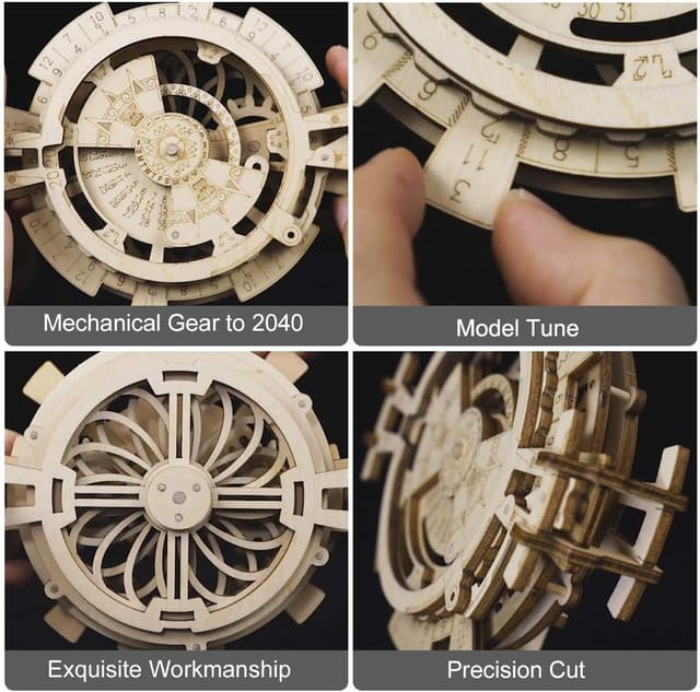 Detalle de Robotime 3D Perpetual Calendar Wooden Model Kit (Adult Jigsaw-Style Brain Teaser)