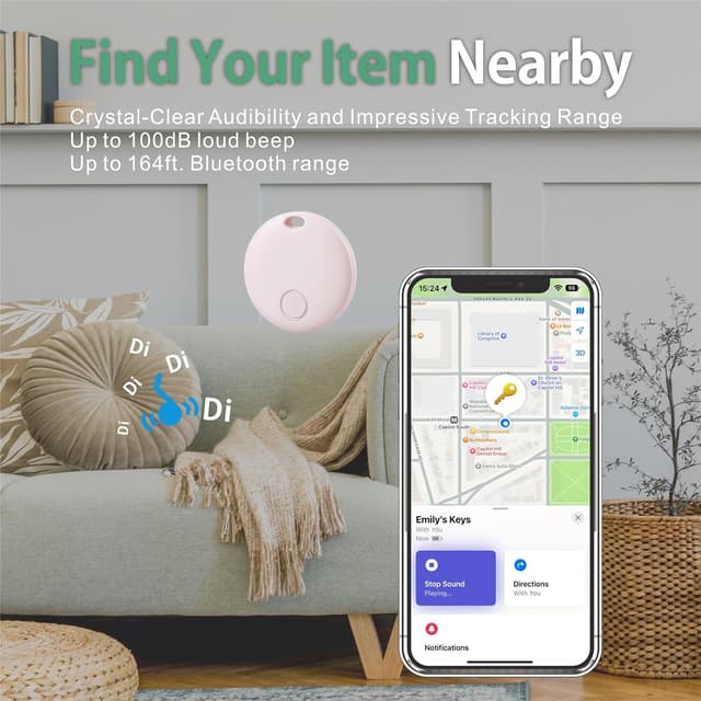 Detalle de Reyke Air Tracker 4-Pack Smart Tags for Apple Find My (iOS Only) with Replaceable Battery, IP67 Waterproof